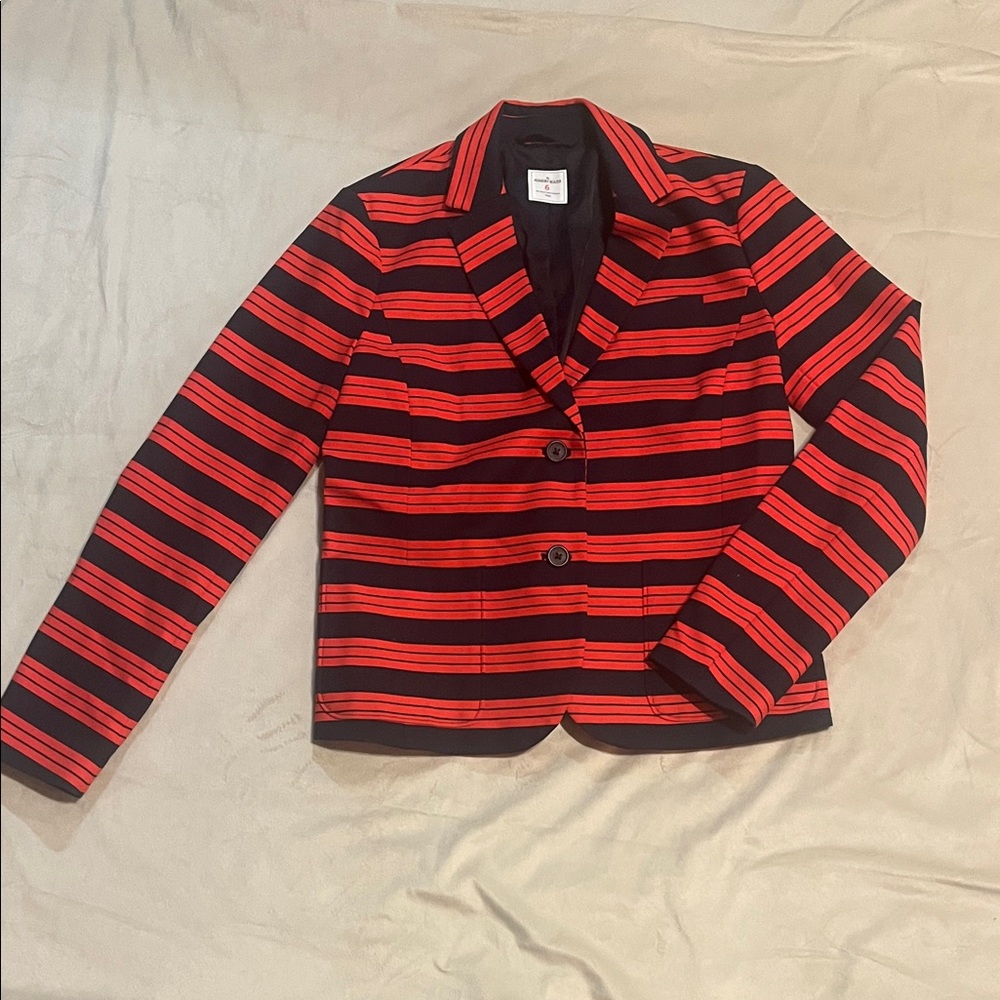 Gap The Academy Blazer Red and Black Striped Blazer